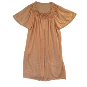 Sears Vintage Nylon Lace Nightgown Peach Medium 36